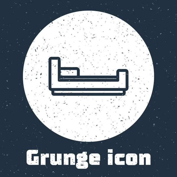 Grunge line Ikona łóżka izolowana na szarym tle. Monochromatyczny rysunek rocznika. Wektor — Wektor stockowy