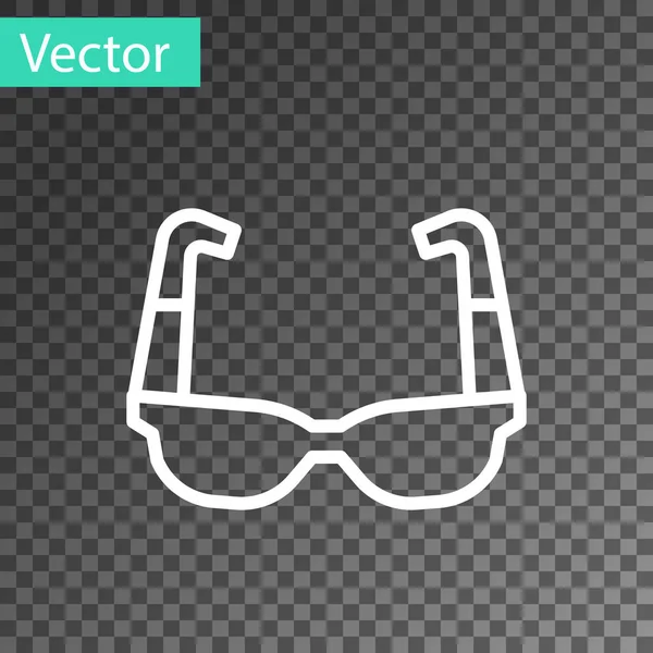 Белая линия Спортивные велосипедные очки значок изолирован на прозрачном фоне. Иконка спортивных очков. Вектор — стоковый вектор