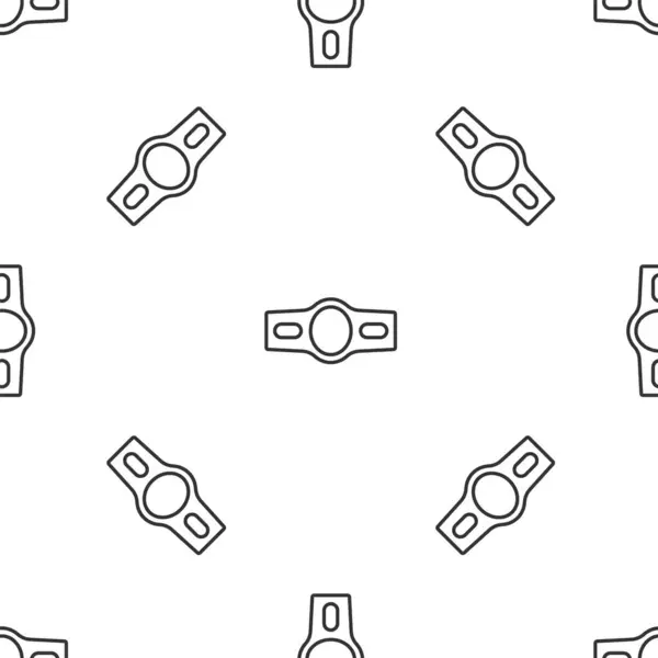 회색 라인 복싱 벨트 아이콘은 흰 배경에 솔기없는 패턴을 분리 했다. 벨트 복싱 챔피언 싸움 우승자 상. Vector — 스톡 벡터