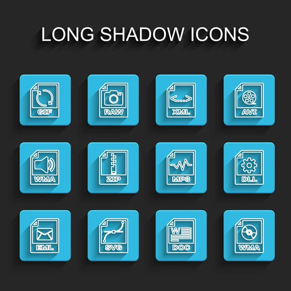 Establecer Línea Eml Documento Archivo Svg Gif Doc Wma Zip — Vector de stock
