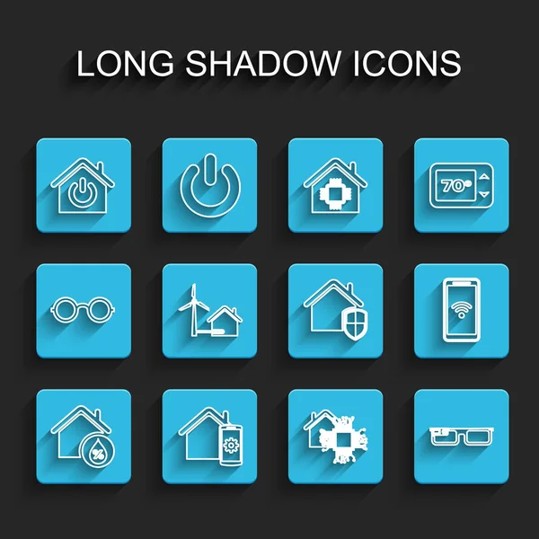 Definir Linha Umidade Casa Sistema Controle Remoto Casa Inteligente Óculos —  Vetores de Stock