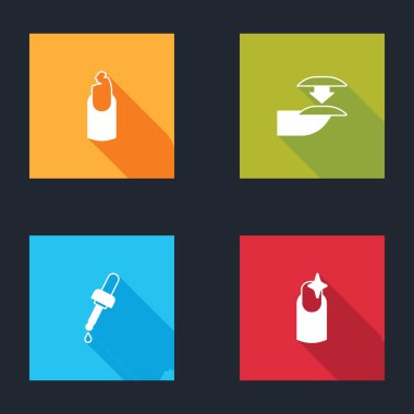 Kırık tırnak, sahte tırnaklar, yağlı ve manikürlü Pipette. Vektör