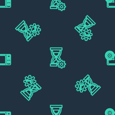 Kum saati ayarını ayarla ve mikrodalga fırını kusursuz desene al. Vektör.