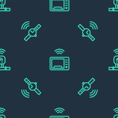 Akıllı mikrodalga fırını, akıllı mikrodalga fırını ve sensörü kusursuz desene ayarlayın. Vektör