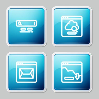 Hat arama motoru, Bulut teknolojisi veri transferi, web sitesi ve posta ve finansal büyüme ikonunu ayarla. Vektör