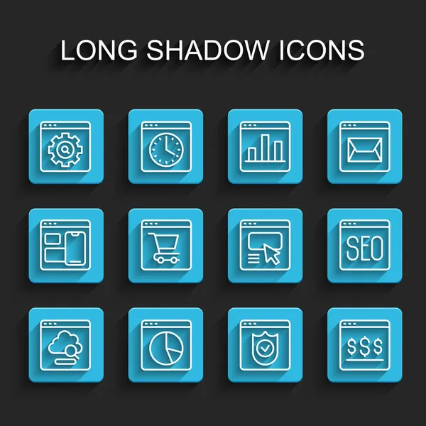 Setzen Sie Die Linie Cloud Technologie Datenübertragung Diagramm Infografik Browser — Stockvektor