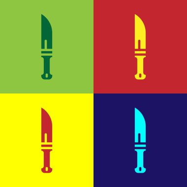 Pop Art Hunter bıçak ikonu renk arkaplanında izole edilmiş. Ordu bıçağı. Vektör