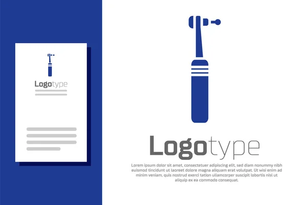 Icona dente blu trapano isolato su sfondo bianco. Manipolo dentale per utensili di foratura e rettifica. Strumento medico. Elemento modello di design logo. Illustrazione vettoriale — Vettoriale Stock