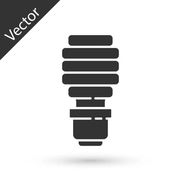 Icono de bombilla led gris aislado sobre fondo blanco. Bombilla led económica iluminada. Ahorra energía lámpara. Vector — Vector de stock