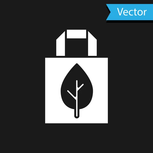 White Paper Einkaufstasche mit Recycling-Symbol isoliert auf schwarzem Hintergrund. Tasche mit Recycling-Symbol. Vektor — Stockvektor