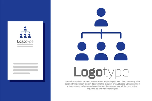 Niebieski Business hierarchia organogram wykres infografika ikona izolowana na białym tle. Struktura organizacyjna firmy elementy graficzne. Element szablonu logo. Wektor — Wektor stockowy