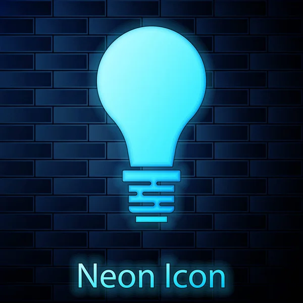 Žhnoucí neonová žárovka s konceptem ikony nápadu izolované na pozadí cihlové stěny. Symbol energie a myšlenky. Inspirační koncept. Vektor — Stockový vektor