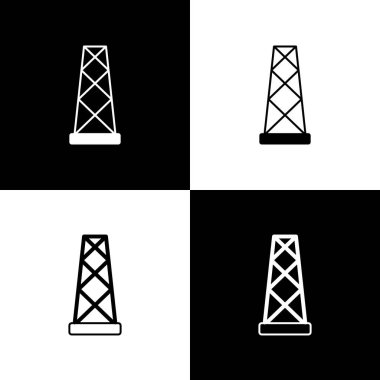 Siyah ve beyaz arkaplanda anten simgesini ayır. Radyo anteni kablosuz. Teknoloji ve ağ sinyali radyo anteni. Vektör