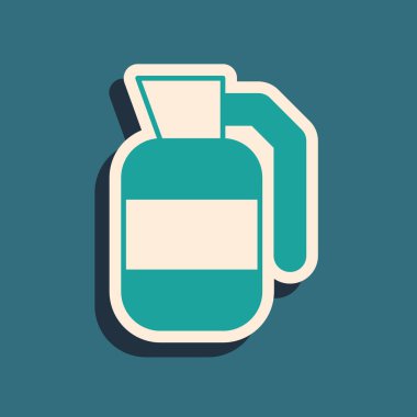 Yeşil El bombası ikonu yeşil arkaplanda izole edildi. Bomba patlaması. Uzun gölge tarzı. Vektör