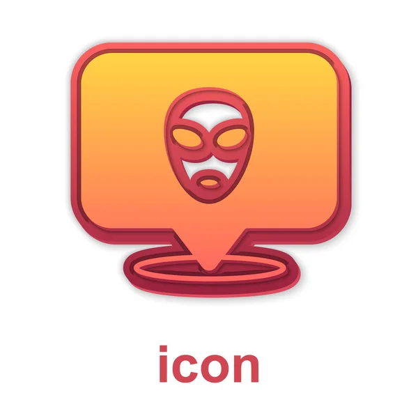 Icono Gold Alien aislado sobre fondo blanco. Cara extraterrestre alienígena o símbolo de cabeza. Vector — Vector de stock