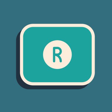 Yeşil Kayıt simgesi yeşil arkaplanda izole edildi. Dinlenme düğmesi. Uzun gölge tarzı. Vektör