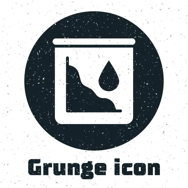 Grunge Drop in Rohölpreis Symbol isoliert auf weißem Hintergrund. Krisenkonzept der Ölindustrie. Monochrome Vintage-Zeichnung. Vektor — Stockvektor