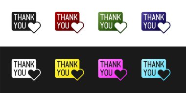 Siyah ve beyaz arkaplanda izole edilmiş bir kalp simgesi ile teşekkür edin. El yazısıyla yazılmış harfler. Vektör