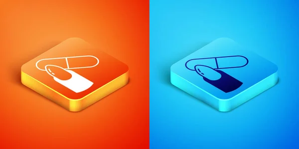 Isométrique Clou fichier icône isolée sur fond orange et bleu. Outil de manucure. Vecteur — Image vectorielle