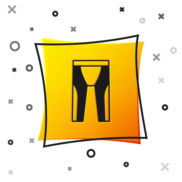 Traje de neopreno negro para el icono del buceo aislado sobre fondo blanco. Equipo submarino de buceo. Botón cuadrado amarillo. Vector — Archivo Imágenes Vectoriales