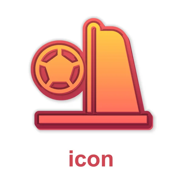 Gol de fútbol dorado con icono de pelota aislado sobre fondo blanco. Vector — Vector de stock