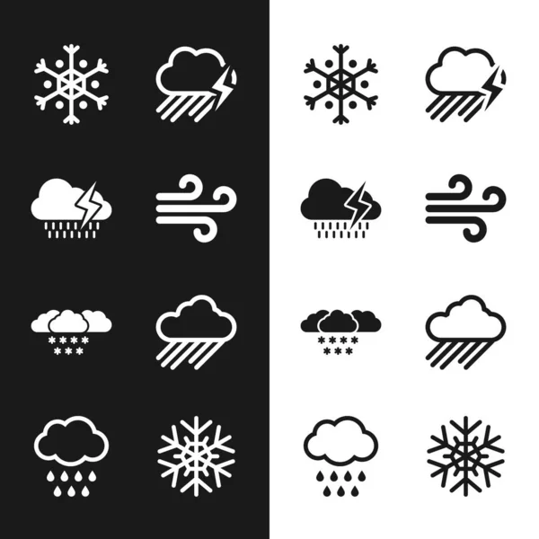 Установлен ветер, с дождем и молнией, снежком, снегом и иконой. Вектор — стоковый вектор