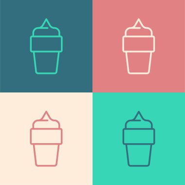 Popüler sanat eseri dondurma külahı renkli arka planda izole edilmiş. Güzel sembol. Vektör