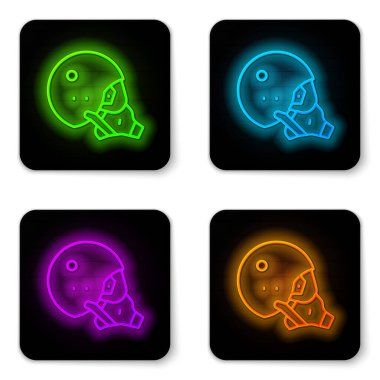 Parlayan neon hattı. Beyaz arka planda modern pilot başlığı simgesi izole edildi. Siyah kare düğme. Vektör