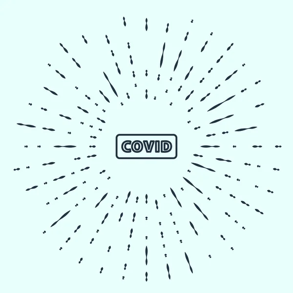 Černá čára Corona virus covid-19 ikona izolované na šedém pozadí. Bakterie a bakterie, rakovina buněk, mikrobi, houby. Abstraktní kruh náhodných teček. Vektor. — Stockový vektor