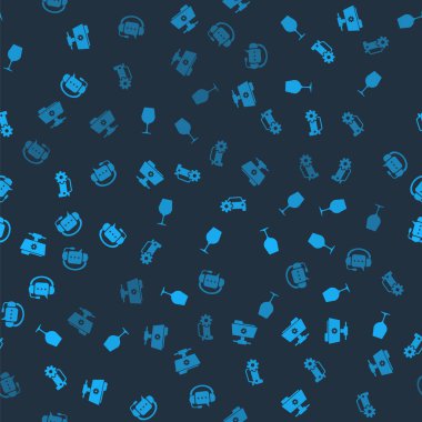 FTP ayarları klasörünü, şarap kadehini, araba servisini ve kulaklığı kusursuz şablona ayarlayın. Vektör.