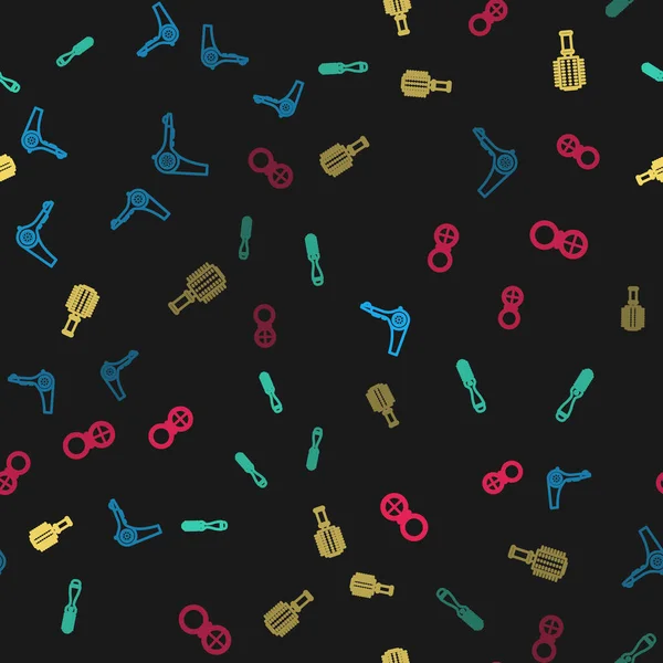 Saç kurutma makinesini, saç fırçasını ve aynalı makyaj tozunu kusursuz bir şekilde ayarla. Vektör.