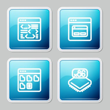 Satır Yazılımını, Arama motorunu, Tarayıcı dosyalarını ve işlemciyi işlemci simgesiyle ayarla. Vektör