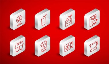 V60 numaralı kahve makinesi Milkshake Manuel kahve öğütücü kahve makinesi sokak tabelasının olduğu yere git ve ikon yap. Vektör.