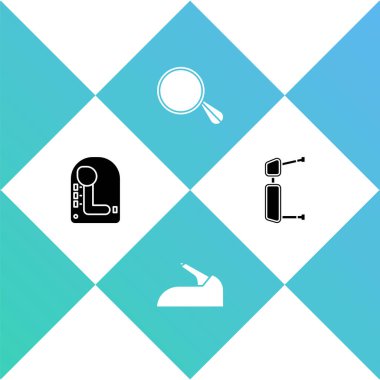 Vites kolunu, el frenini, aynasını ve kamyon yan simgesini ayarla. Vektör.