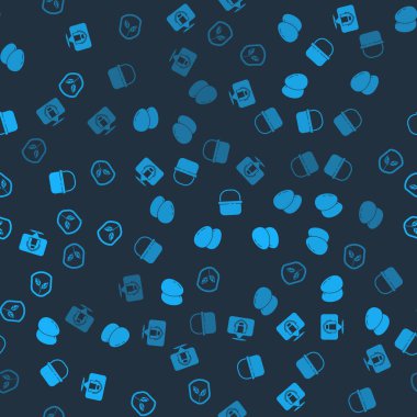 Konum çiftlik evi, Tavuk yumurtası, Basket ve Shield 'ı kusursuz desenli olarak ayarlayın. Vektör.