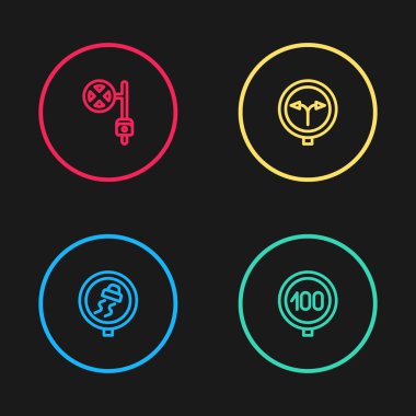 Hat kaygan yol trafiğini, hız limitini, kamera simgesiyle çatal ve dur işaretini ayarlayın. Vektör