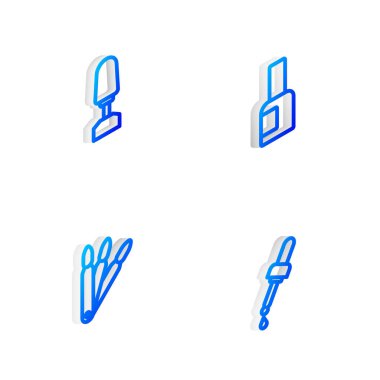 Tırnak cilası şişesi, manikür için değirmen makası, sahte tırnaklar ve yağ ikonlu Pipette ayarlayın. Vektör