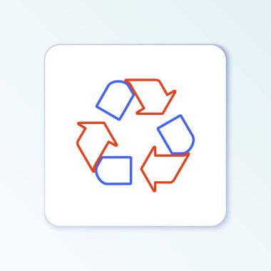 Beyaz arkaplanda izole edilmiş satır geri dönüşüm simgesi simgesi. Dairesel ok simgesi. Çevre geri dönüşümü yeşile döner. Renkli taslak konsepti. Vektör