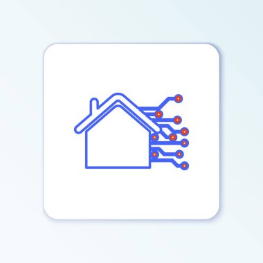 Line Smart ev simgesi beyaz arkaplanda izole edildi. Uzaktan kumanda. Renkli taslak konsepti. Vektör