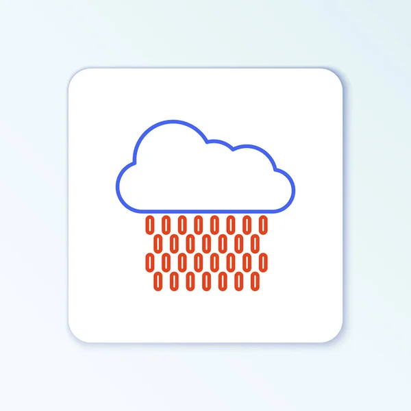 Line Cloud Med Regn Ikon Isolerad Vit Bakgrund Regn Moln — Stock vektor