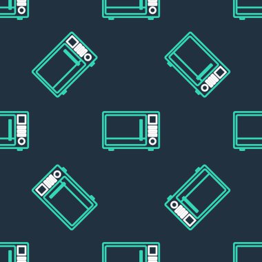 Çizgi mikrodalga fırın ikonu siyah arkaplanda izole edilmiş pürüzsüz desen. Ev aletleri simgesi. Vektör