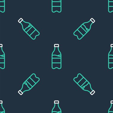 Siyah arka planda su ikonlu çizgi sporu şişesi izole edilmiş. Vektör