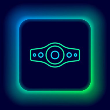 Parlayan neon hattı güreş kemeri ikonu siyah arka planda izole edildi. Renkli taslak konsepti. Vektör