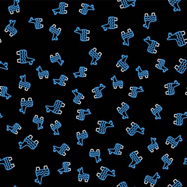 Çizgi Pinata simgesi siyah arkaplanda izole edilmiş kusursuz desen. Meksika geleneksel doğum günü oyuncağı. Vektör