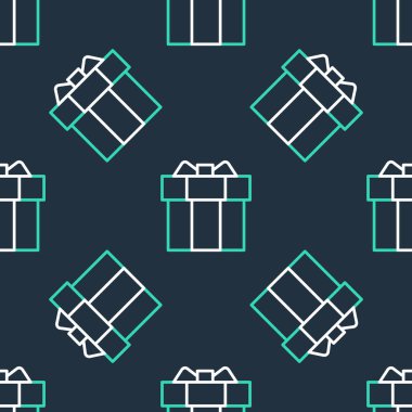 Satır Hediye kutusu simgesi siyah arkaplanda izole edilmiş kusursuz desen. Vektör