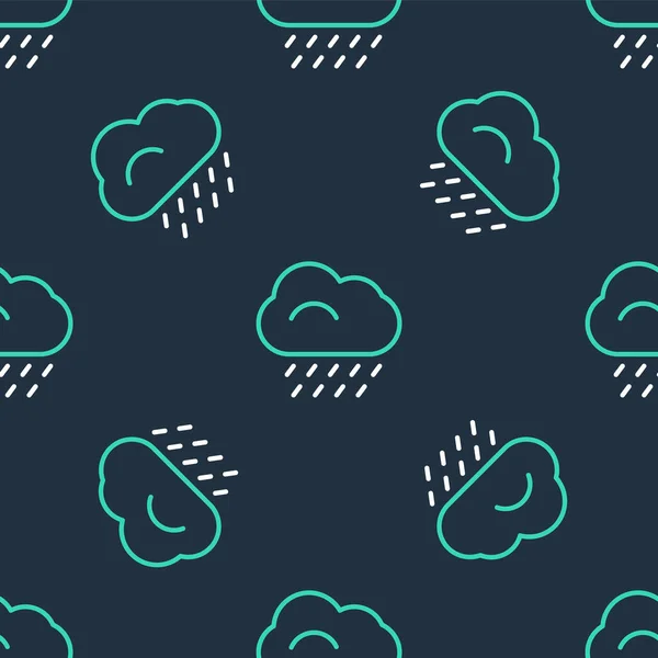 Line Cloud Con Icona Pioggia Isolato Modello Senza Soluzione Continuità — Vettoriale Stock