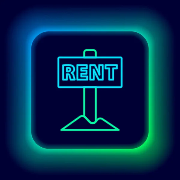 Leuchtende Leuchtschrift Hängende Reklame Mit Text Rent Symbol Isoliert Auf — Stockvektor