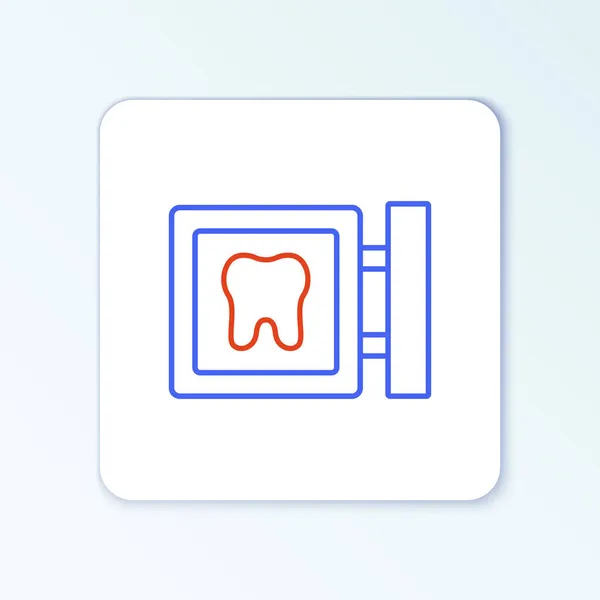Line Dental Clinic Standort Symbol Isoliert Auf Weißem Hintergrund Buntes — Stockvektor