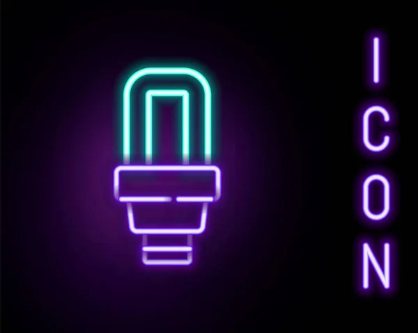 Világító Neon Vonal Led Izzó Ikon Elszigetelt Fekete Alapon Gazdaságos — Stock Vector