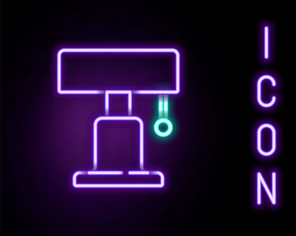 Leuchtende Neon Linie Tischlampen Symbol Isoliert Auf Schwarzem Hintergrund Buntes — Stockvektor